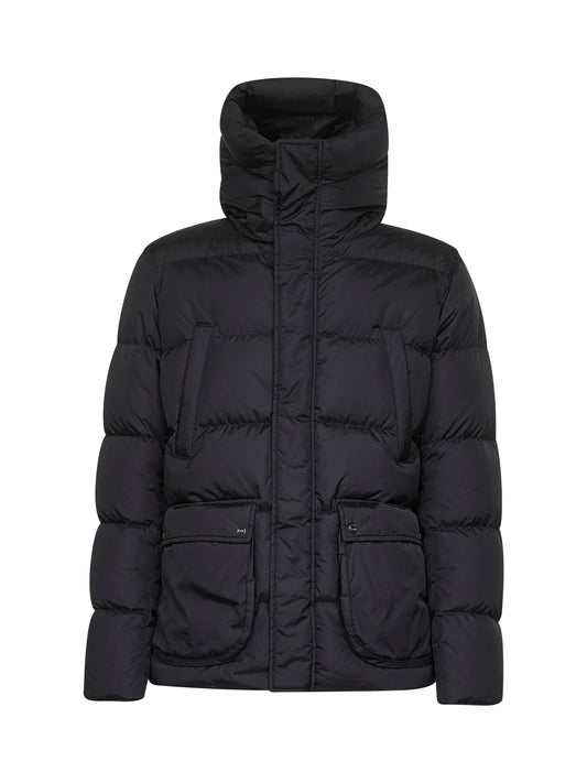 Black Chamonix nylon hooded bomber jacket