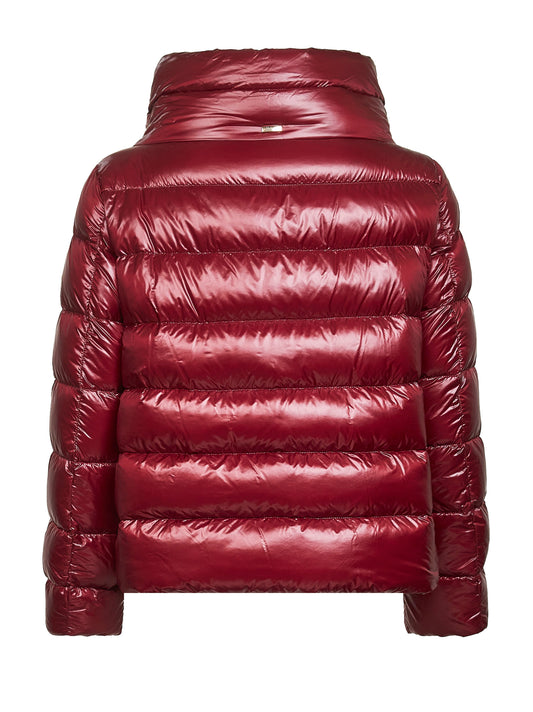 Burgundy Ultralight Nylon cape down jacket