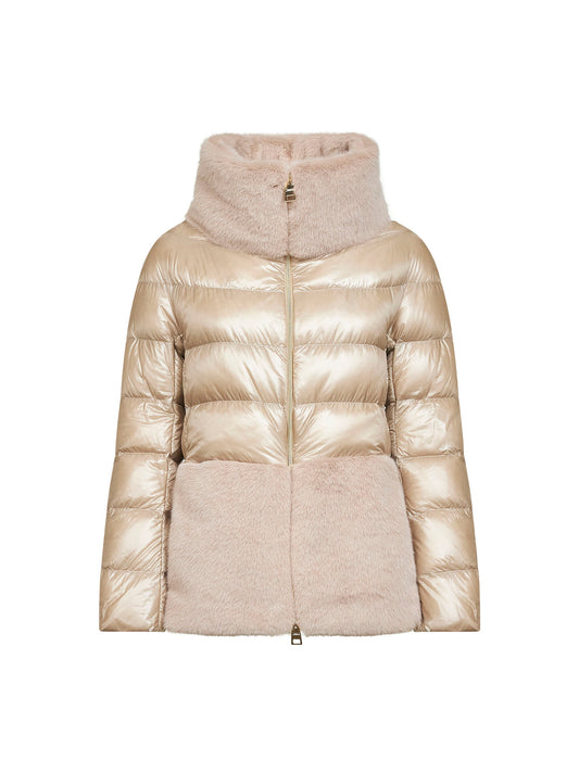 Cappa in Nylon Ultralight e lady alternative fur tortora