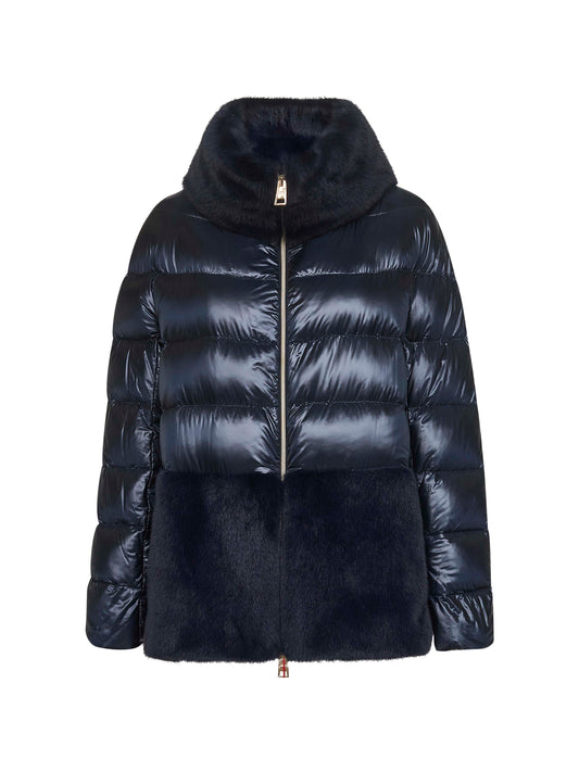 Cappa in Nylon Ultralight e lady alternative fur blu