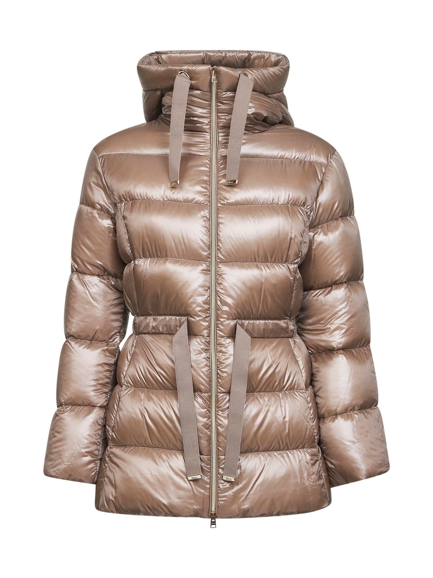 Dove grey Ultralight Nylon hooded down jacket