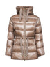 Dove grey Ultralight Nylon hooded down jacket