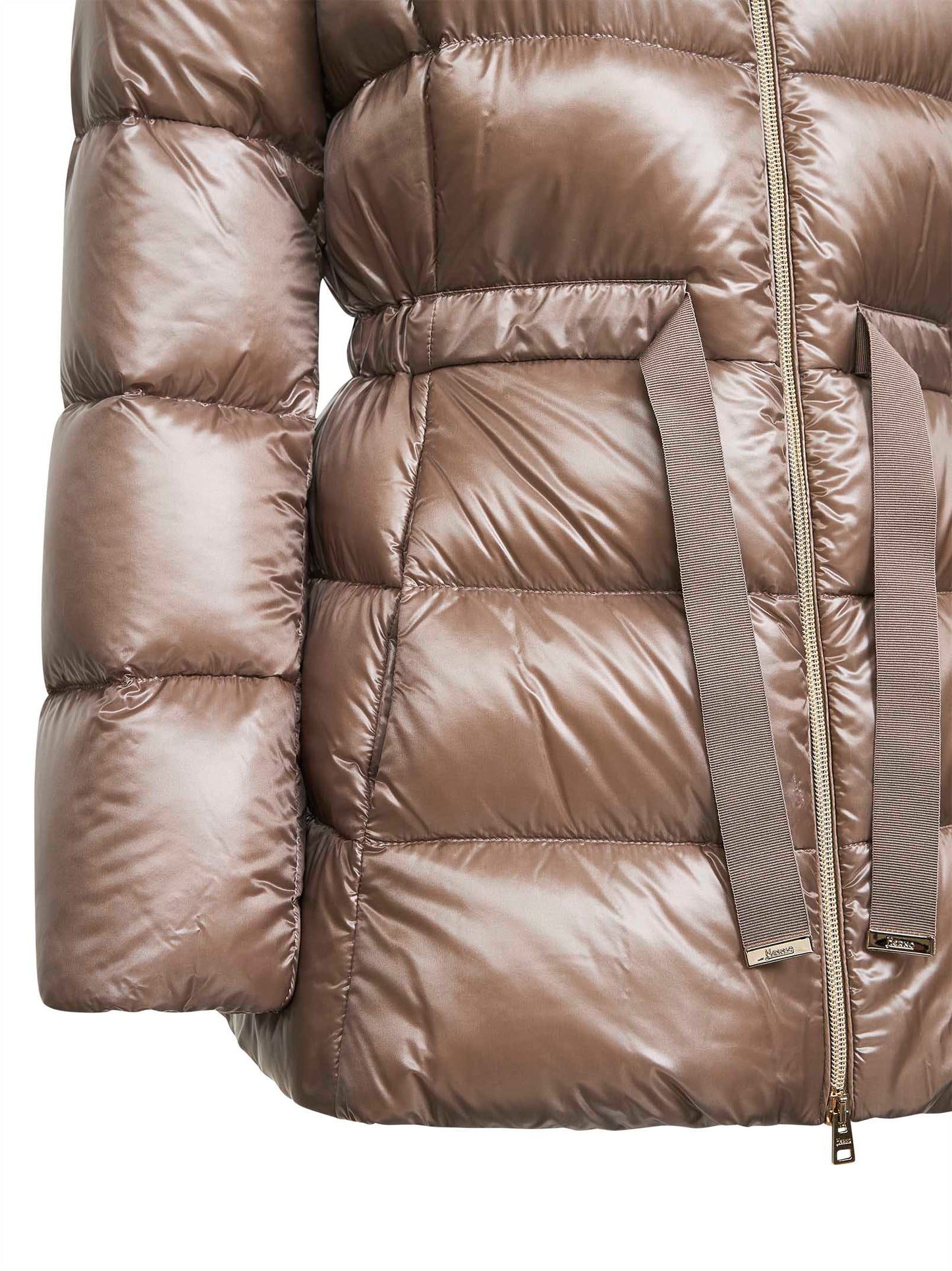 Dove grey Ultralight Nylon hooded down jacket