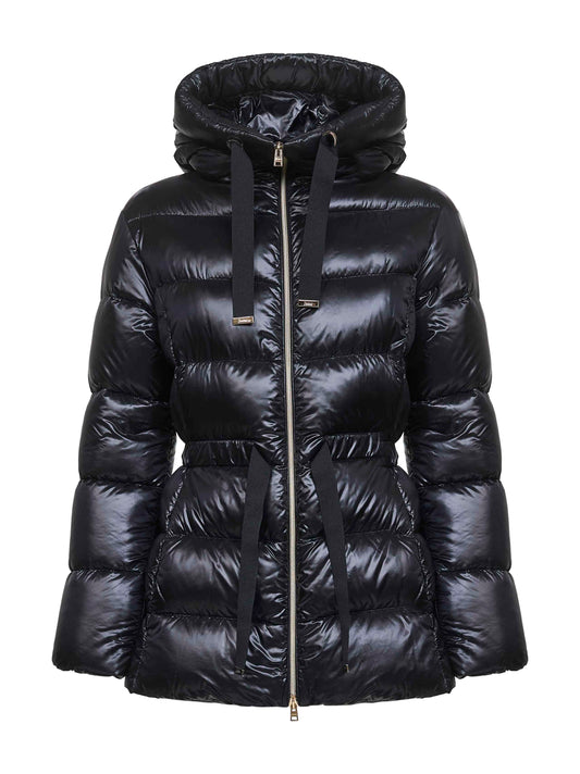 Piumino con cappuccio in Nylon Ultralight nero