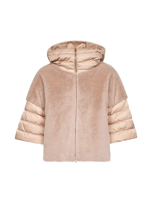 Cappa in satin e lady alternative fur beige