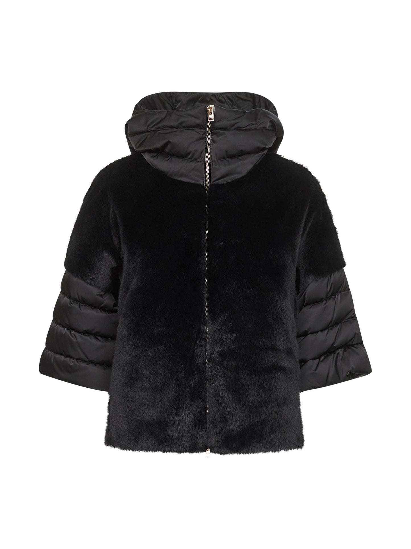 Black satin and lady alternative fur cape