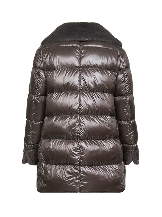 Grey Ultralight Nylon and lady alternative fur A-Shape