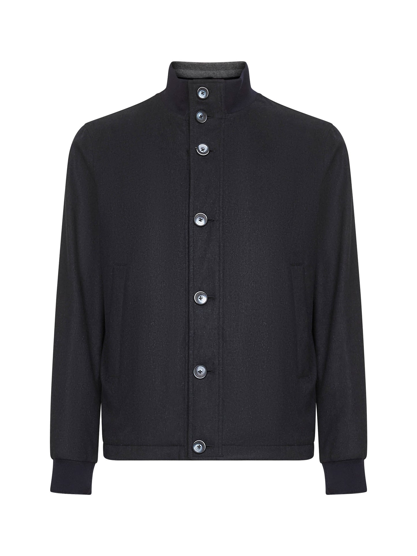 Blue silk and cashmere Resort bomber jacket