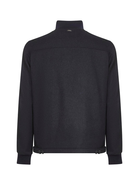 Blue silk and cashmere Resort bomber jacket