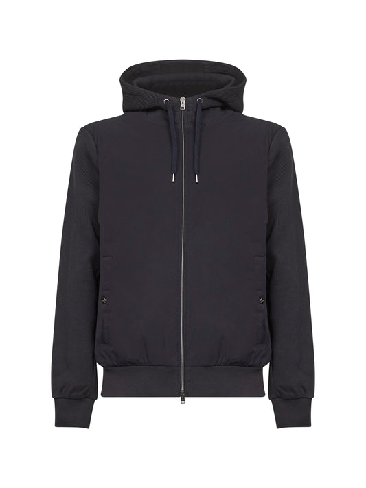 Blue knit effect interlock and travel nylon Ponente Resort jacket