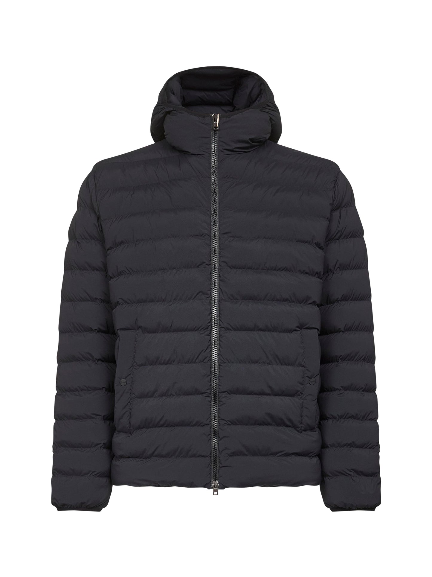 Giacca con cappuccio Resort in light stretch nylon nero
