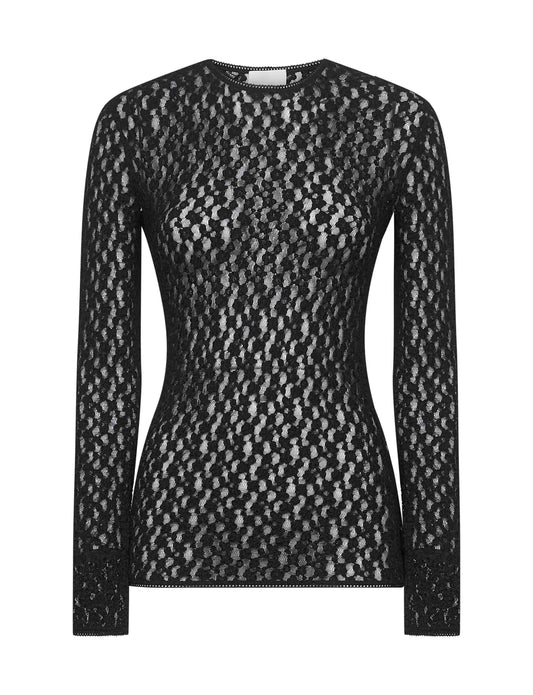 Black lace Gaelle long-sleeved top