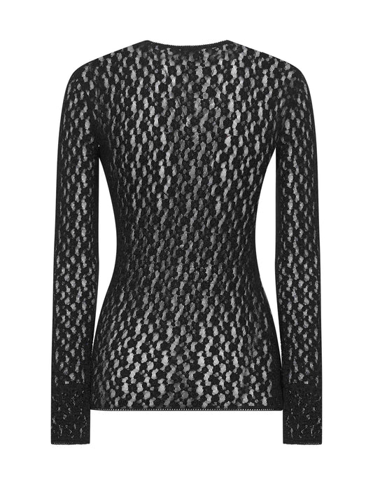 Black lace Gaelle long-sleeved top