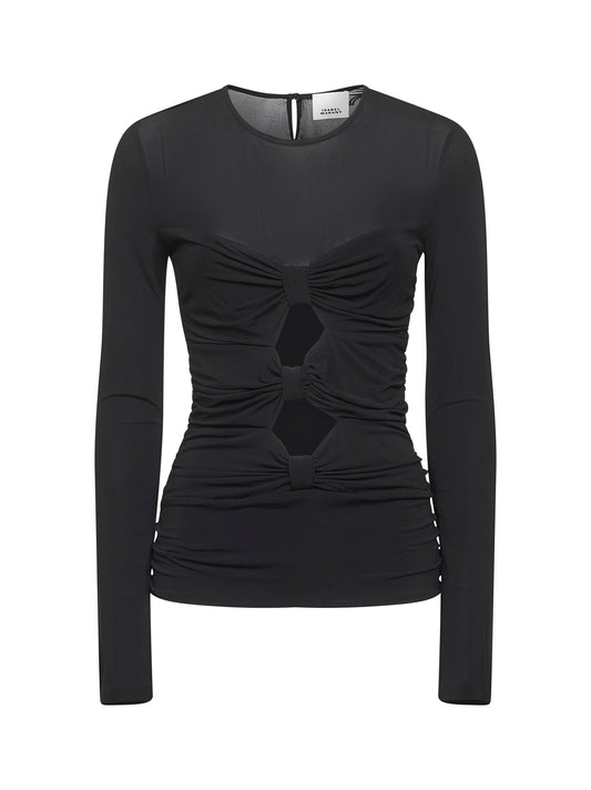 Top Gladice in jersey arricciato nero