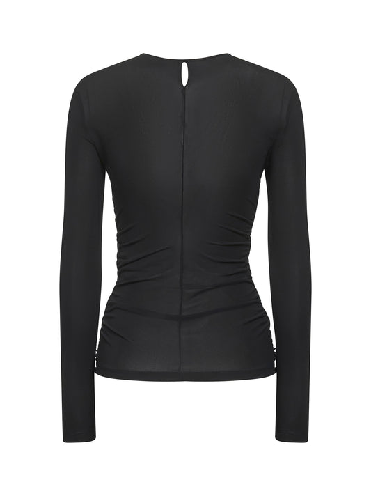 Top Gladice in jersey arricciato nero