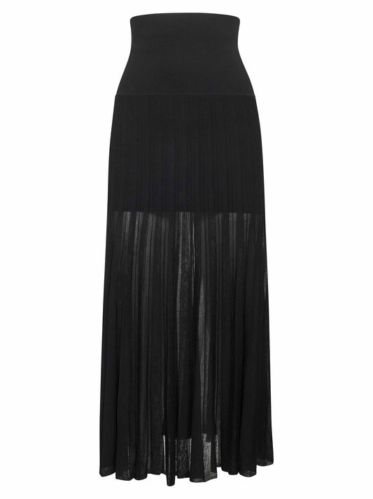 Gonna lunga Ezra in maglia crêpe plissettata nera
