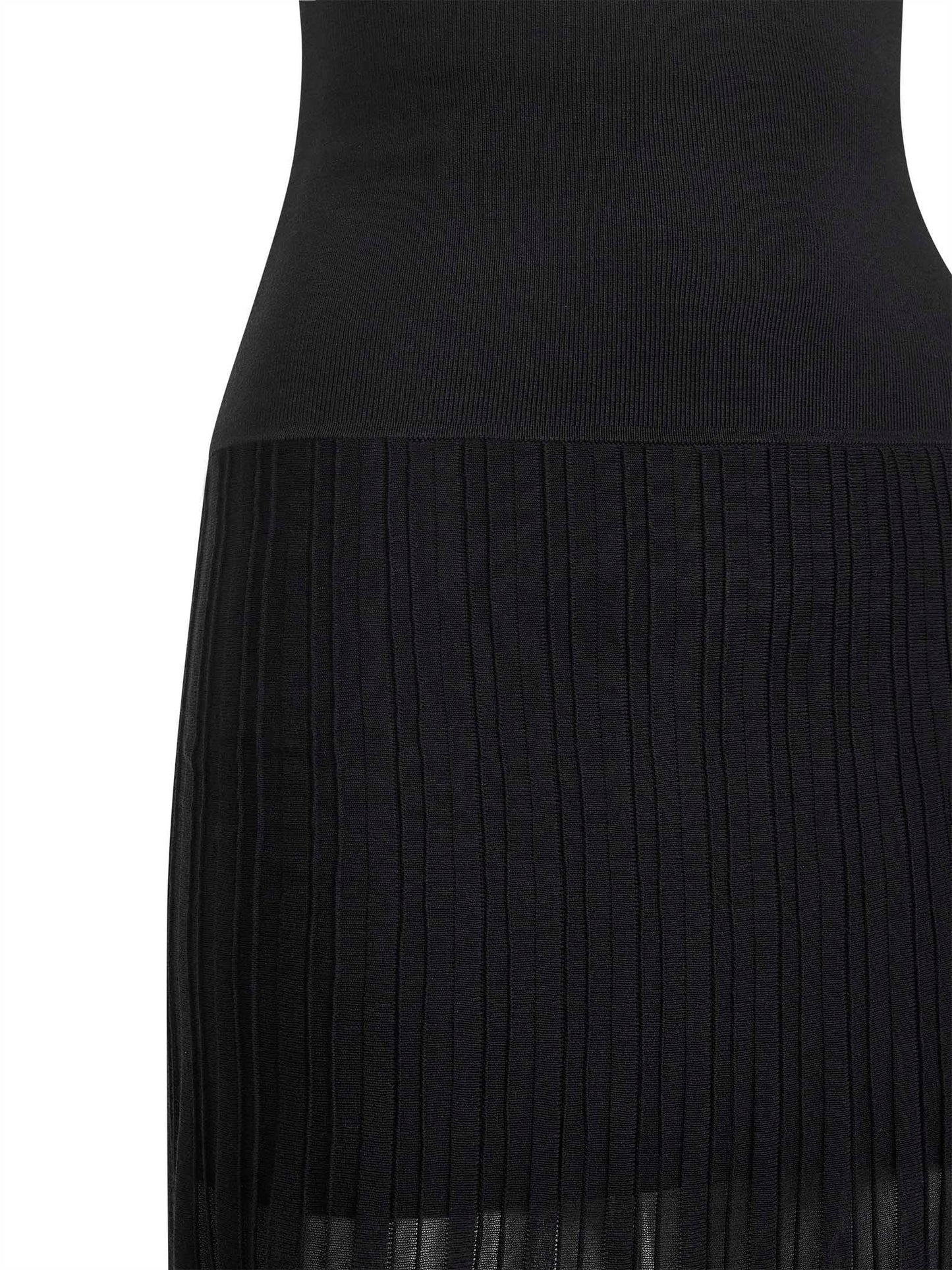 Gonna lunga Ezra in maglia crêpe plissettata nera