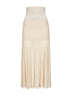 Light beige pleated crepe knit Ezra long skirt