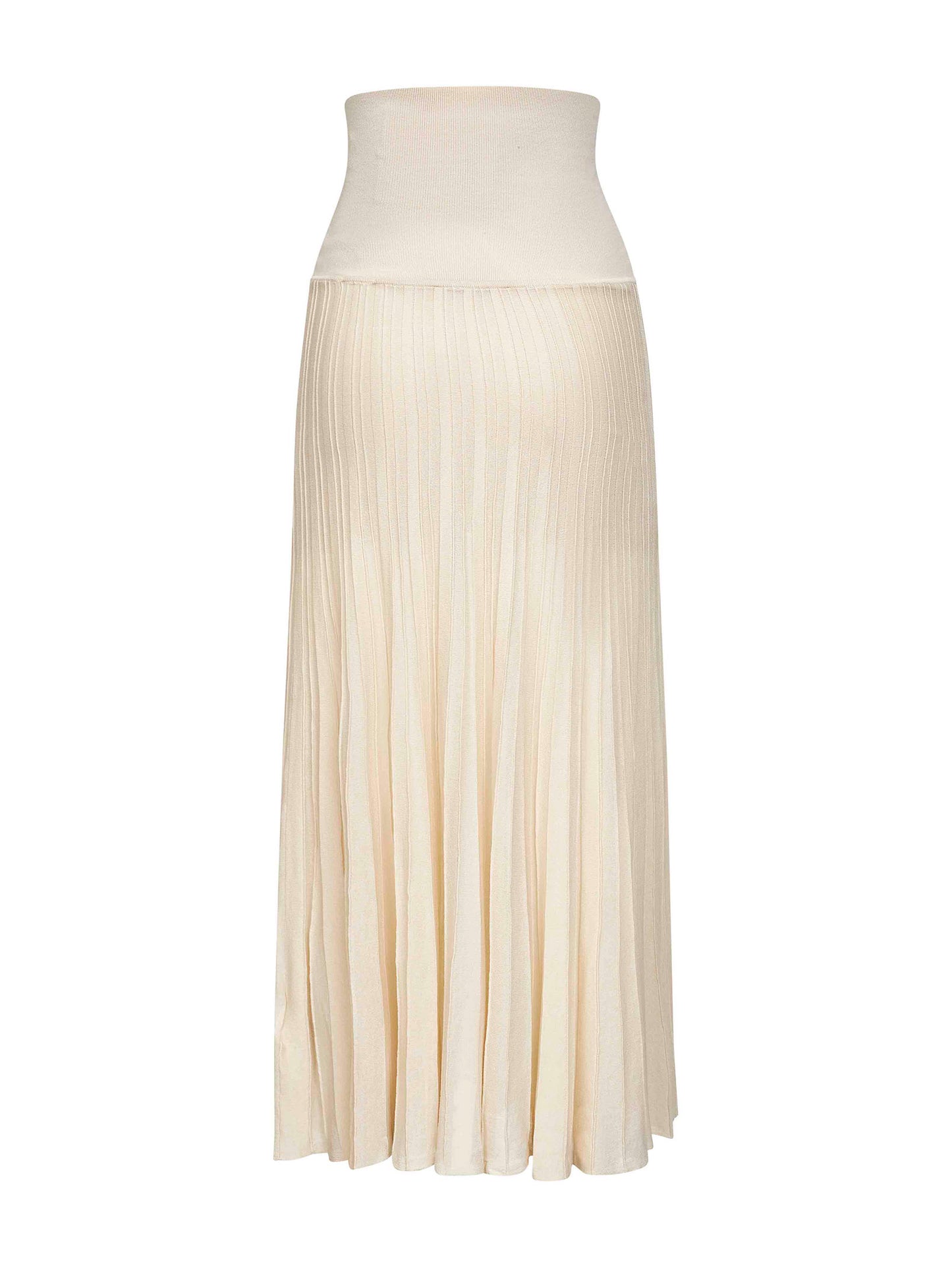 Light beige pleated crepe knit Ezra long skirt