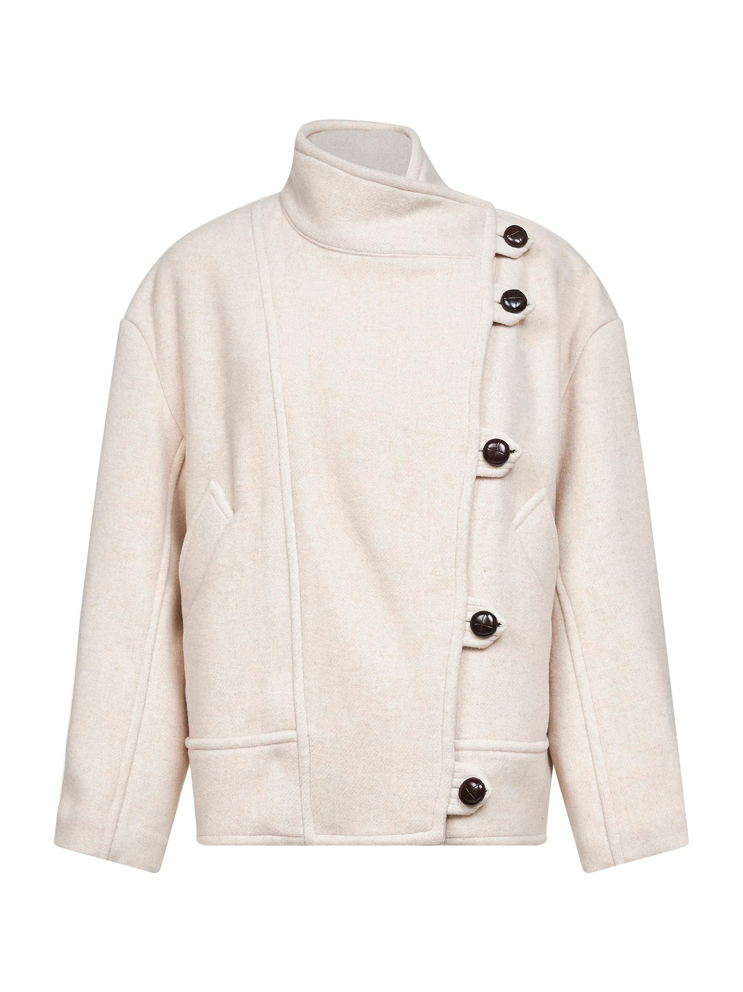 Ecru wool blend Hanis short coat
