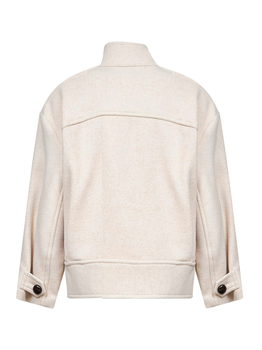 Cappotto corto Hanis in misto lana ecrù