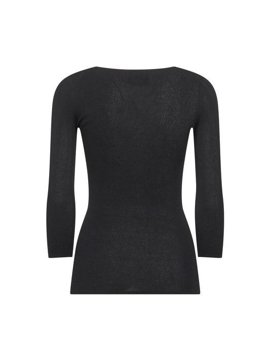 Top Felicia in maglia crêpe a costine nera