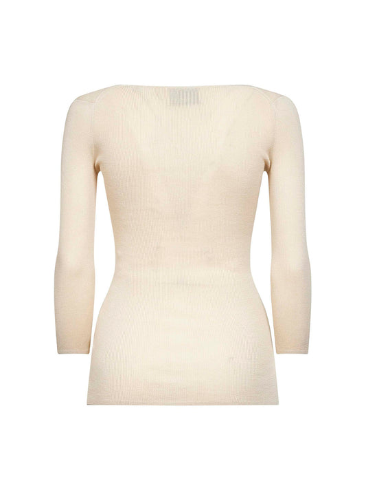 Top Felicia in maglia crêpe a costine beige