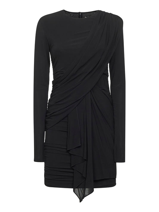 Miniabito Georgia in jersey drappeggiato nero