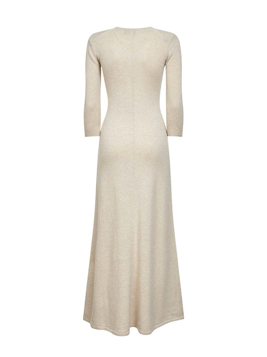 Abito lungo Salina in maglia di misto lana beige