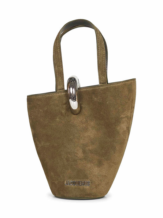 Khaki The small Bambola bucket bag