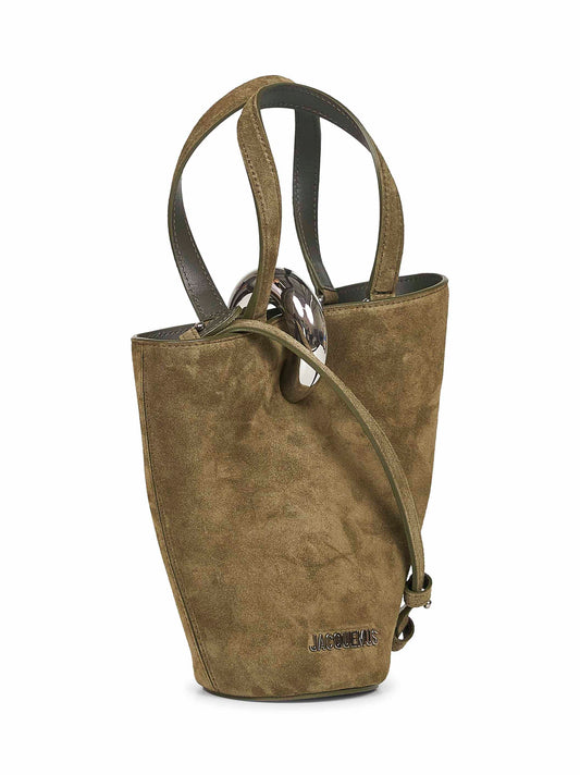 Khaki The small Bambola bucket bag