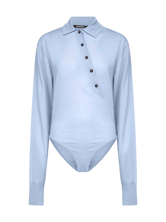 Blue wool Tordu bodysuit