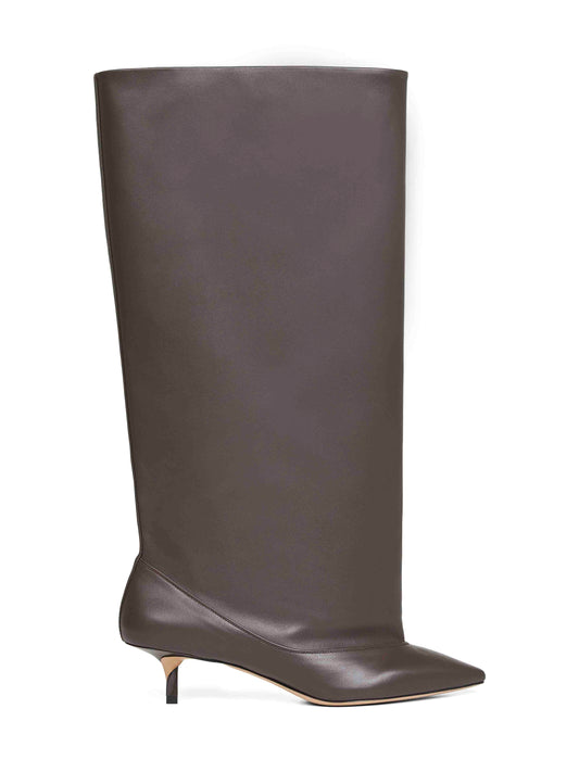 Brown smooth leather wide The high Tourni boots
