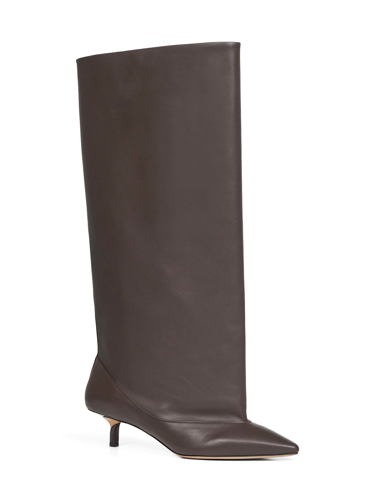 Brown smooth leather wide The high Tourni boots