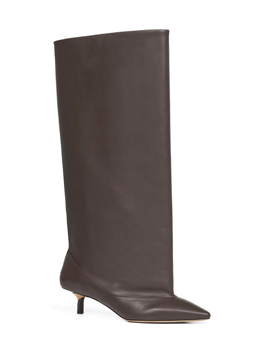 Brown smooth leather wide The high Tourni boots