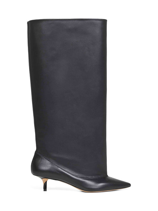Black smooth leather wide The high Tourni boots