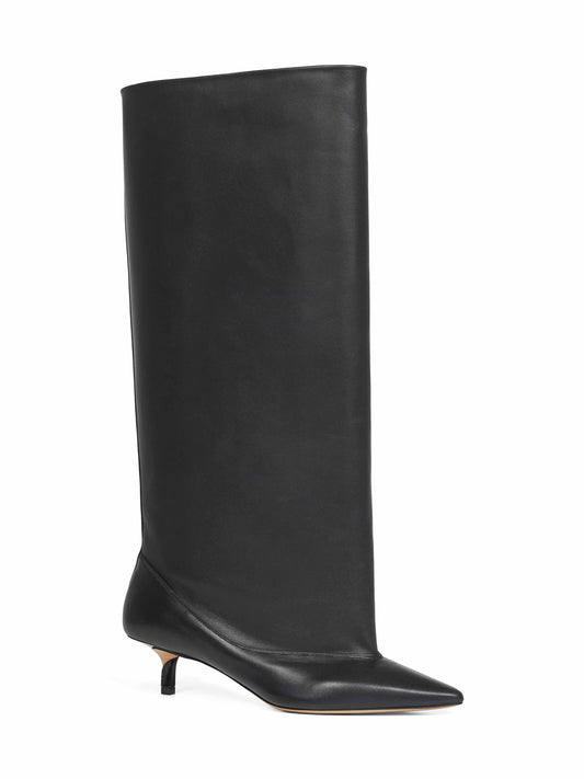 Black smooth leather wide The high Tourni boots