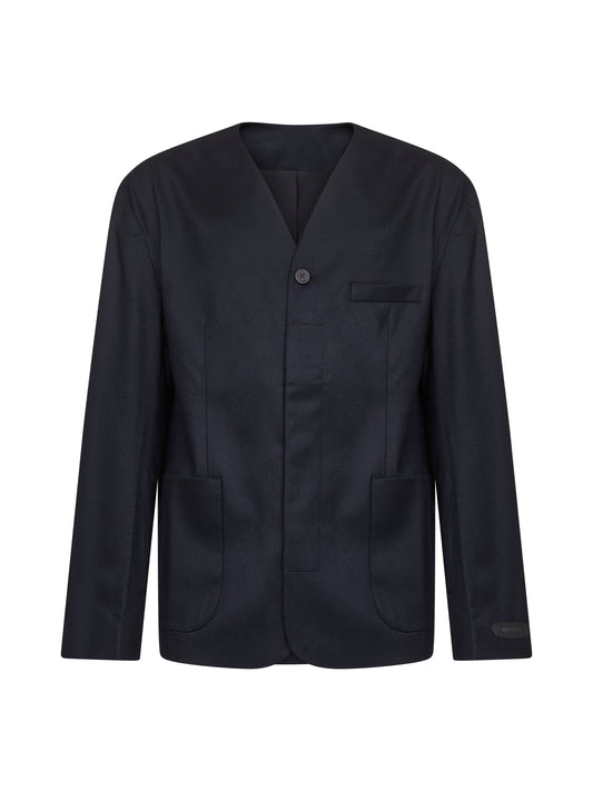 Blue tailoring wool The Cardigan jacket<BR/>