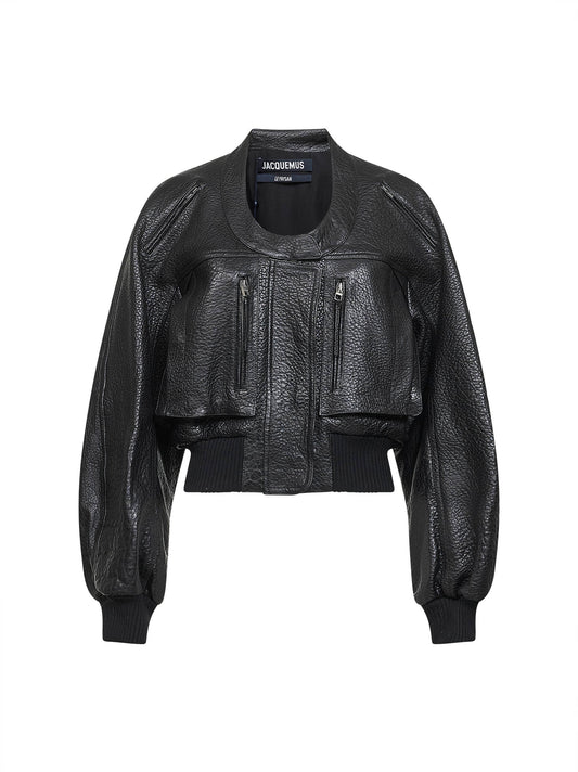 Black grained lambskin leather The Tore jacket