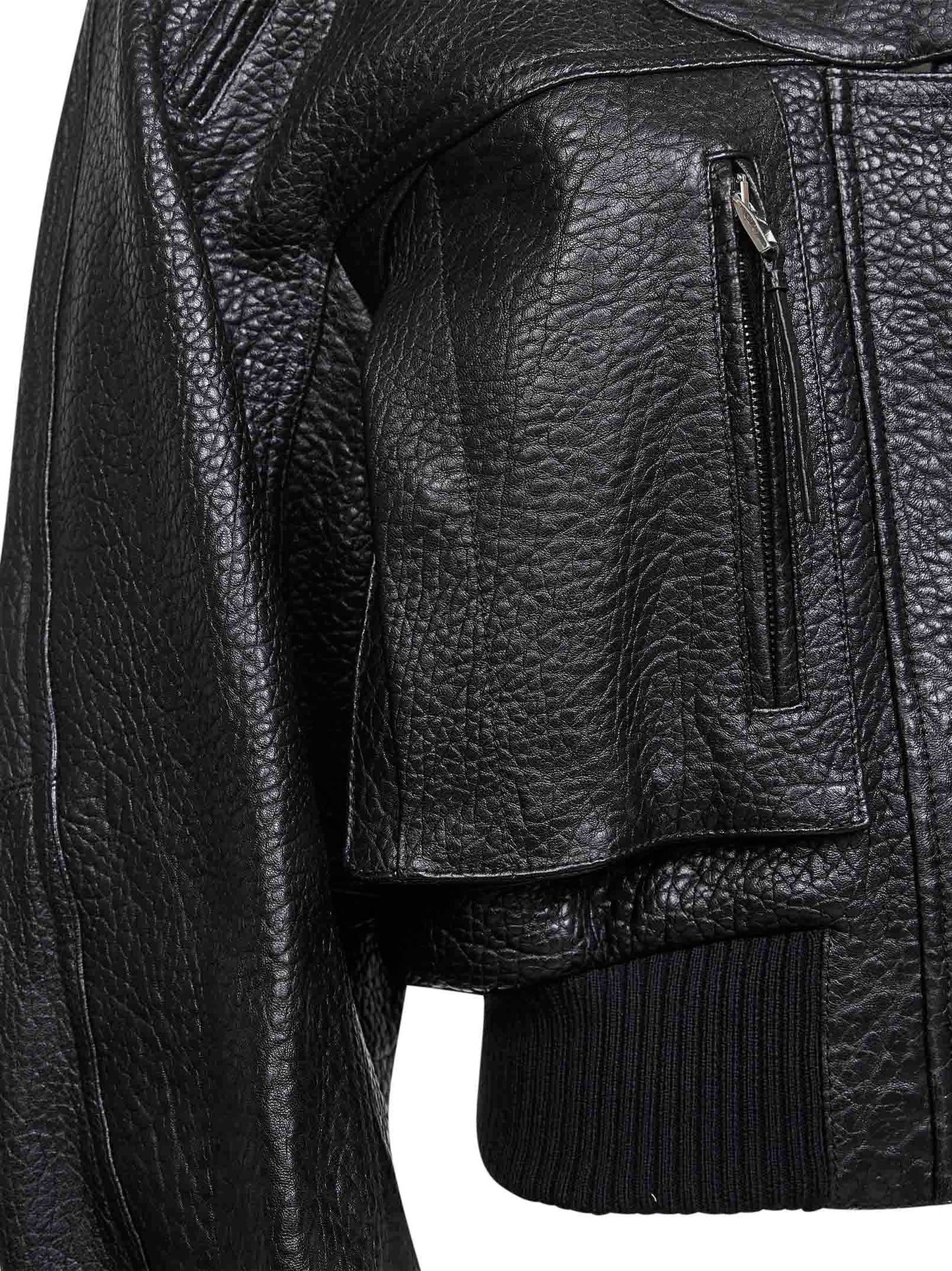 Black grained lambskin leather The Tore jacket