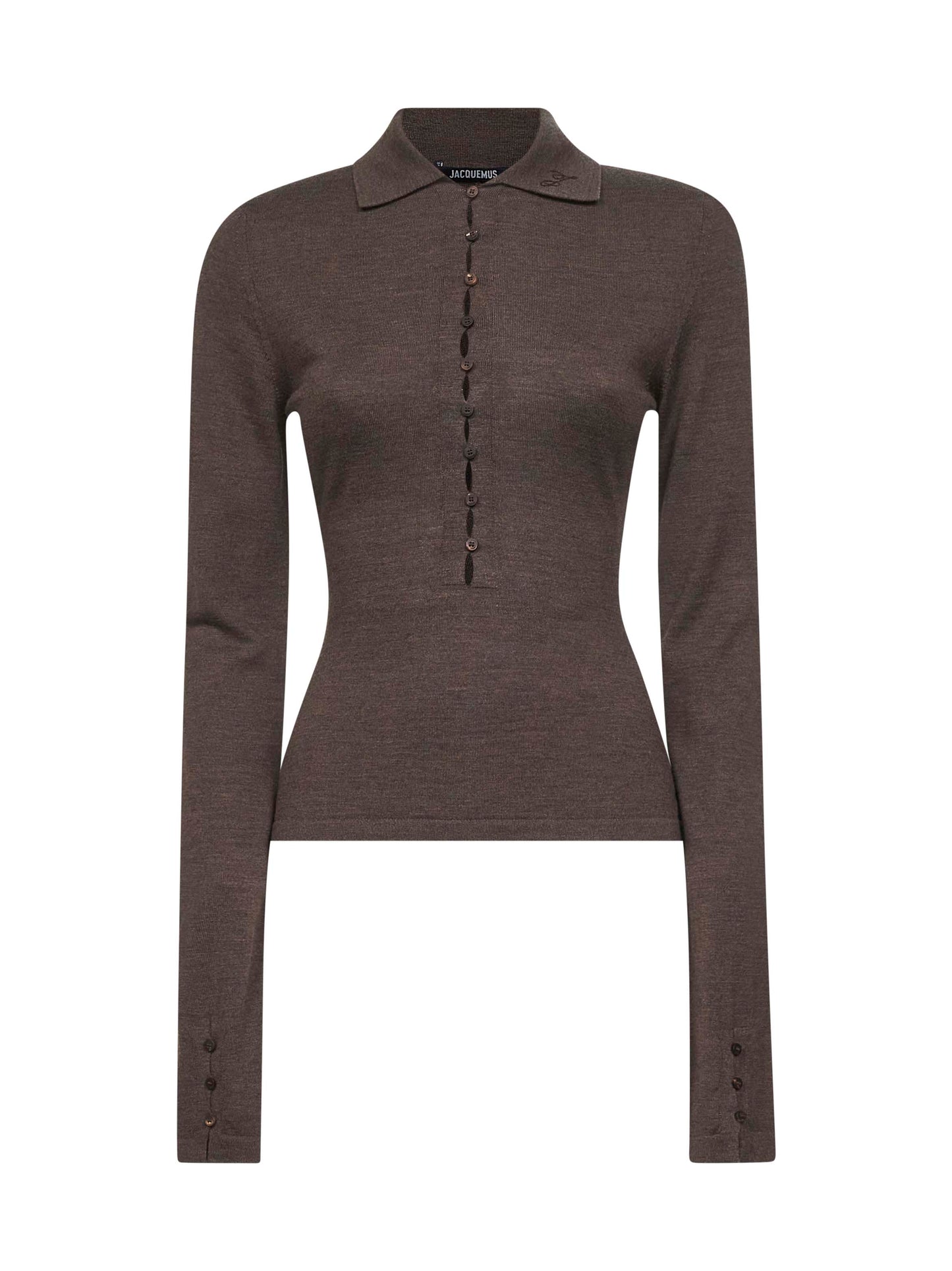 Brown The Merino long-sleeve polo shirt