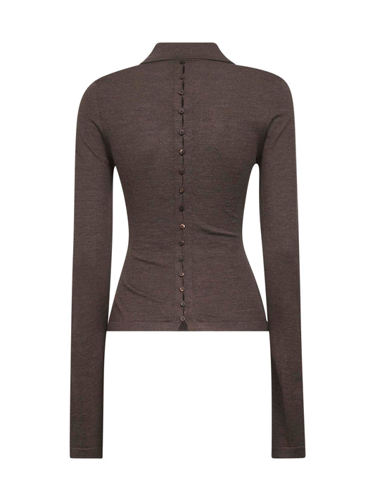 Brown The Merino long-sleeve polo shirt