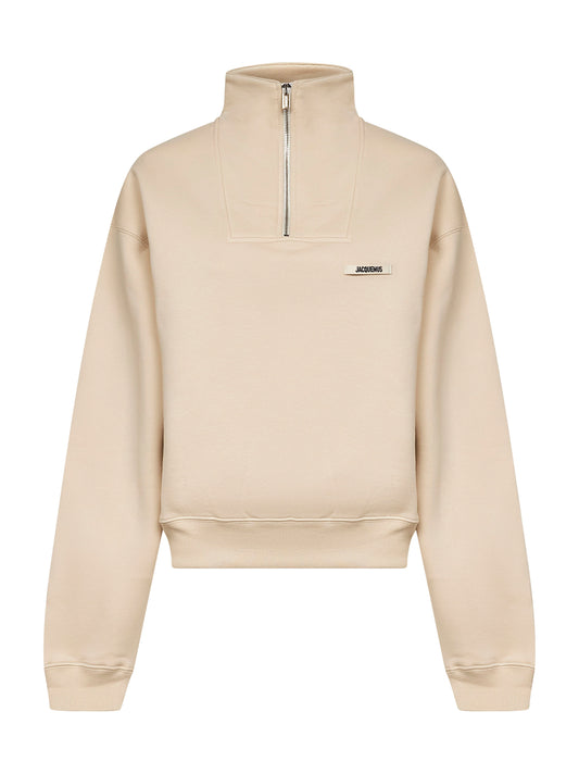 Beige The Gros Grain zipped-rollneck sweatshirt
