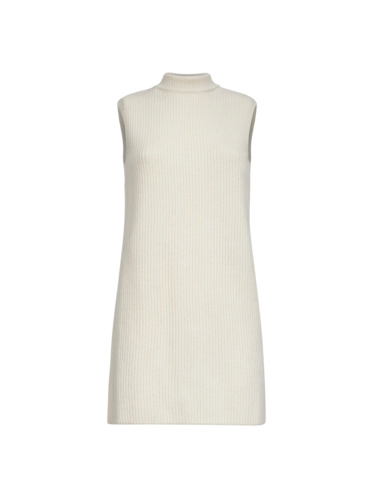 Long ivory ribbed knit vest