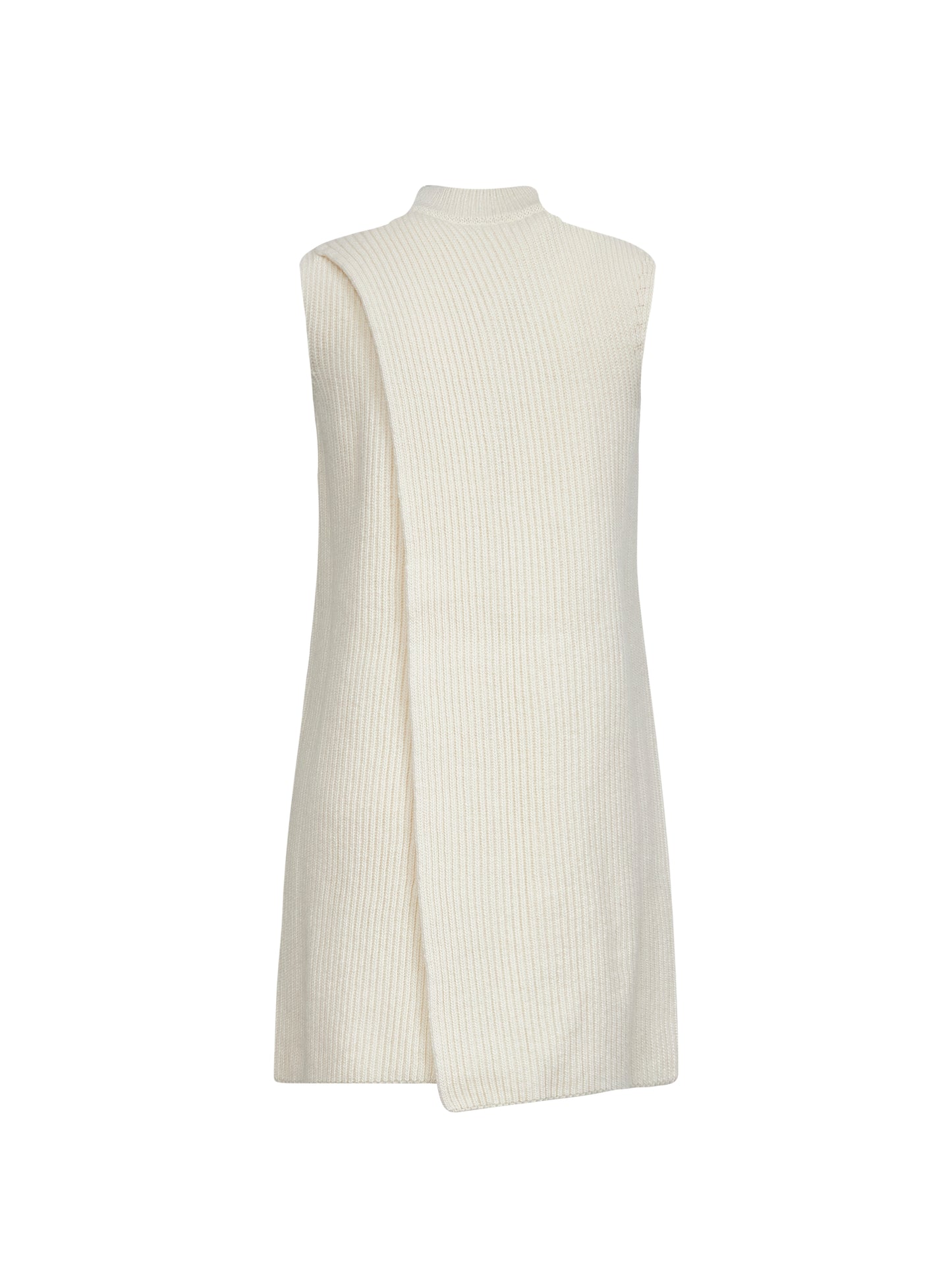 Long ivory ribbed knit vest