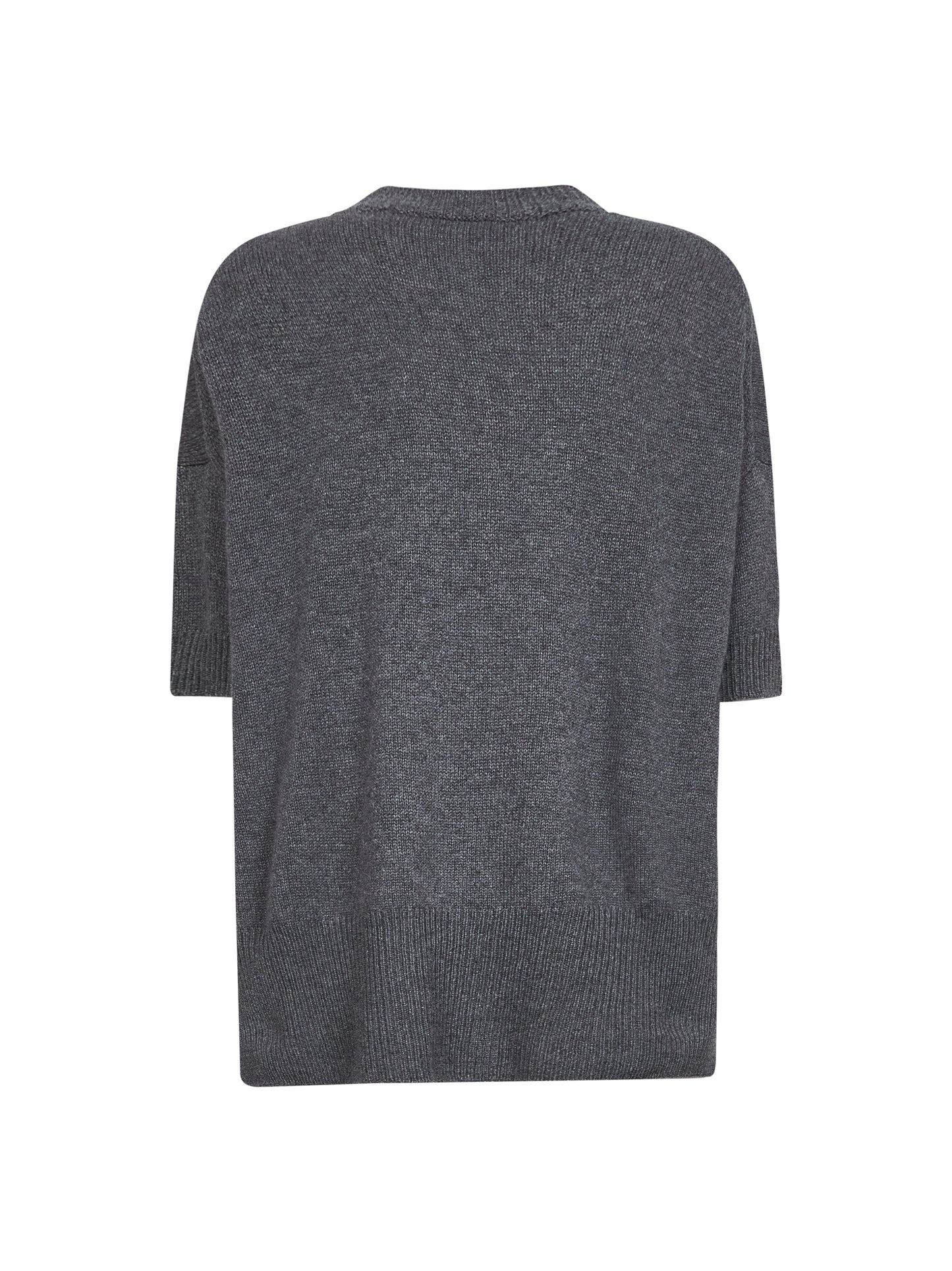 Grey cashmere short-sleeved sweater