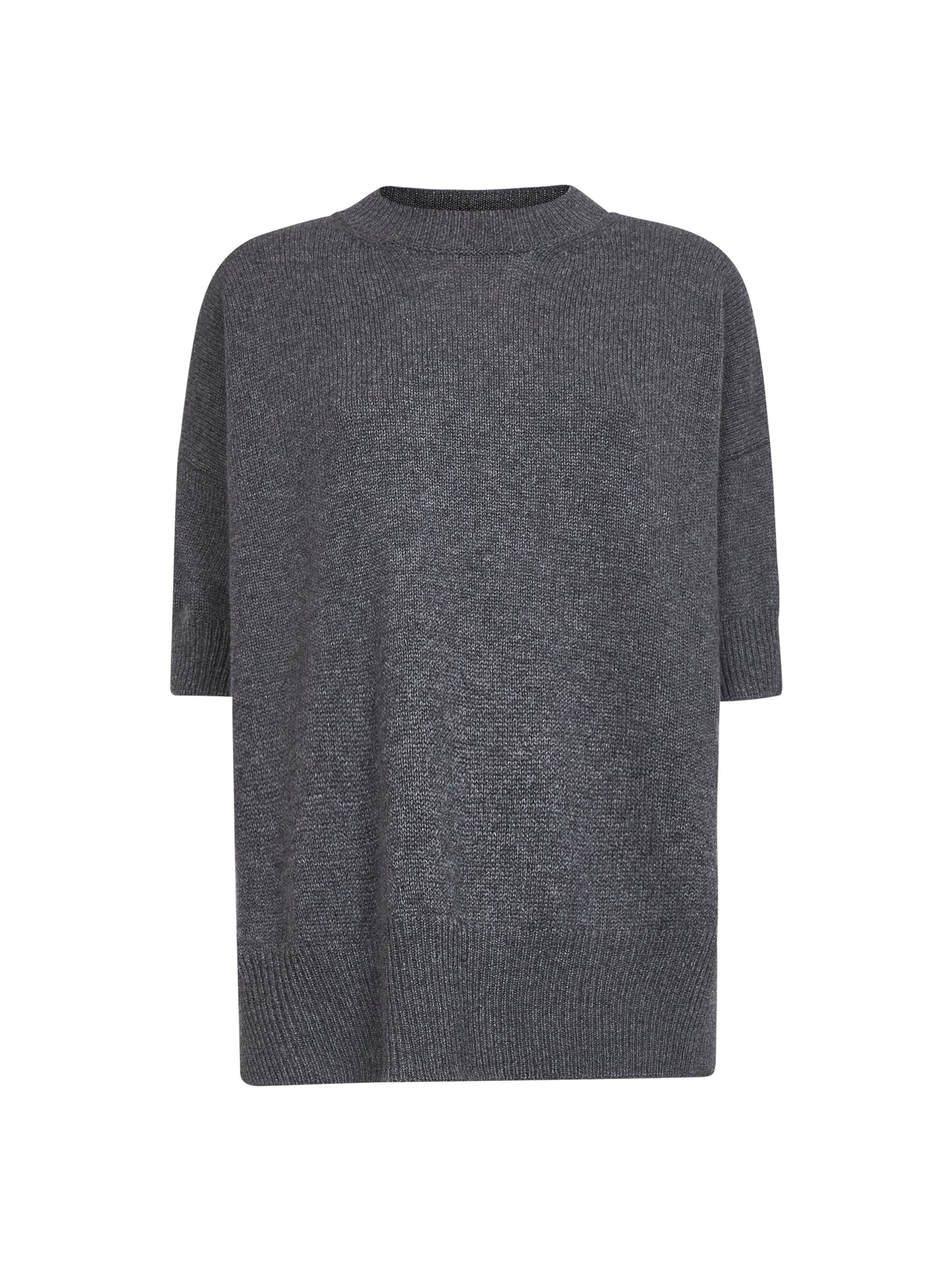 Grey cashmere short-sleeved sweater