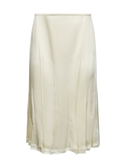 Ivory satin flared skirt