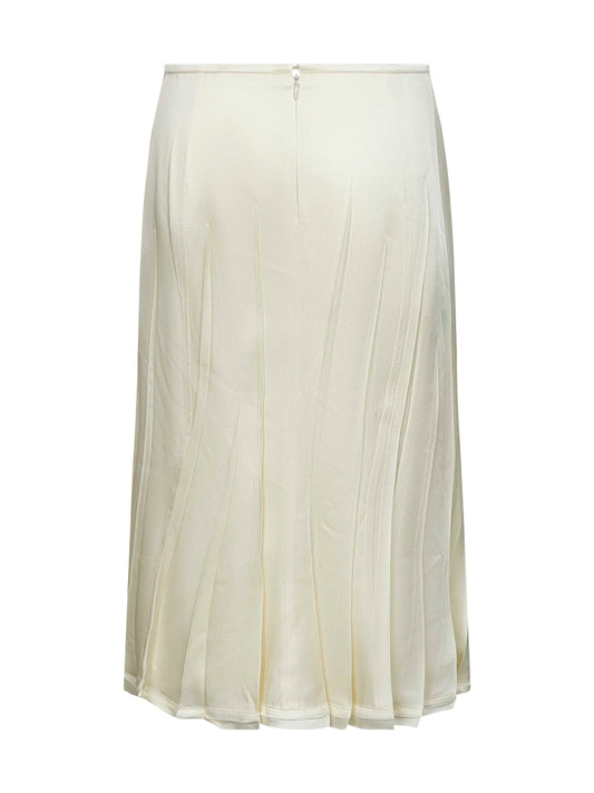 Ivory satin flared skirt
