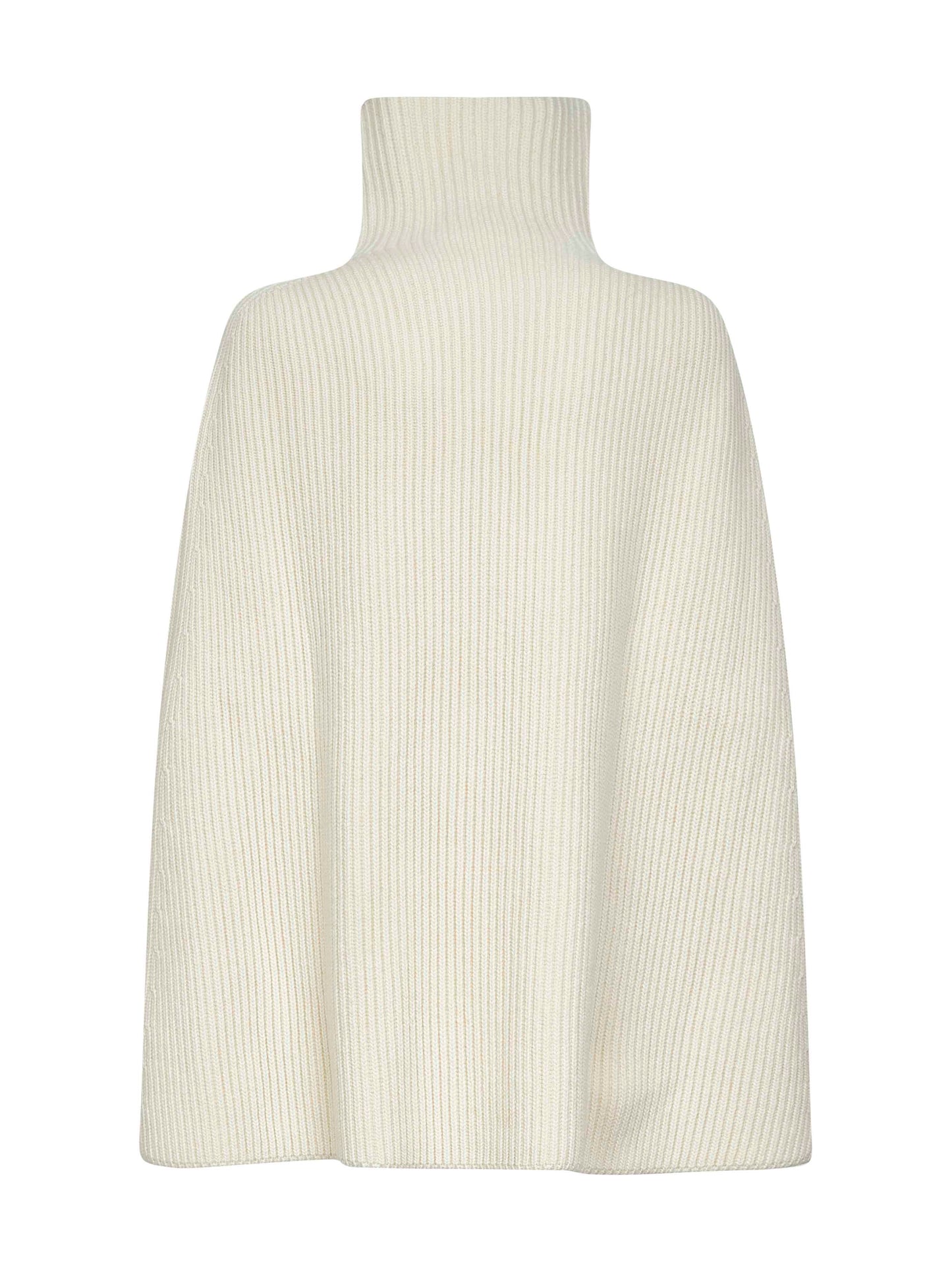 Ecru wool high-neck cape